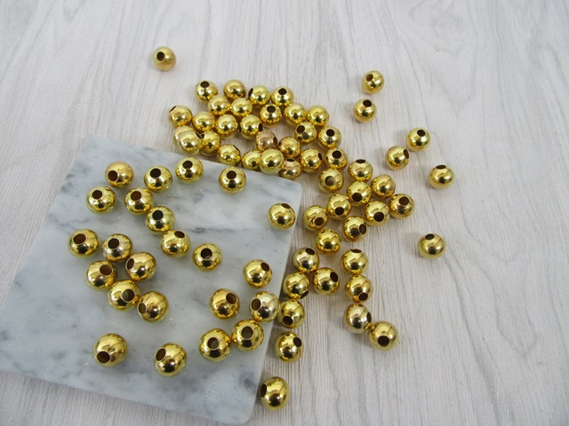 200Pcs Golden Round Spacer Beads Jewellery Finding 12mm - Click Image to Close