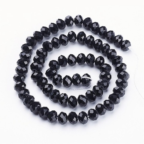 10Strand x 70Pcs Black Faceted Crystal Beads 10mm - Click Image to Close