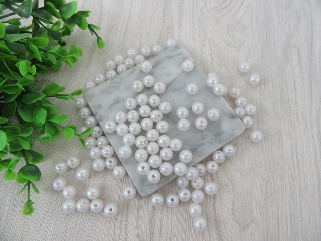 500 White 10mm Round Imitation Simulate Pearl Loose Beads - Click Image to Close