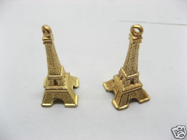 100 Golden France Eiffel Tower for Jewelry Finding - Click Image to Close