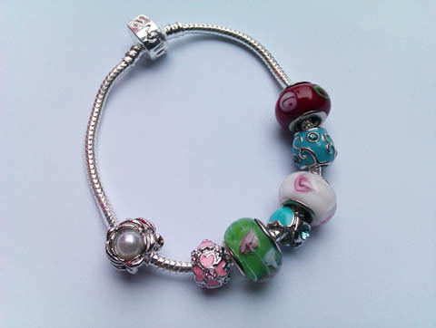 1X European Bracelet w/ Beads Mixed Colour - Click Image to Close