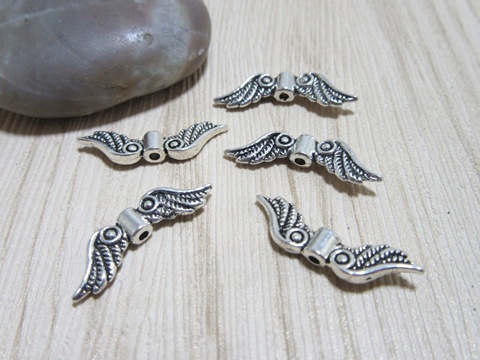 100Pcs Eagle Wing Beads Charms Earring Connector 23x6mm - Click Image to Close