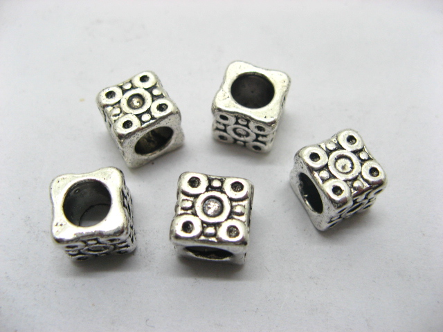 50 Charms Metal Cube European Beads ac-sp520 - Click Image to Close