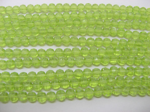 50 Strands Green Round Faceted Glass Beads be-g-ch13 - Click Image to Close