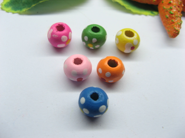 500Pcs Round Wooden Beads 8mm Mixed Color - Click Image to Close