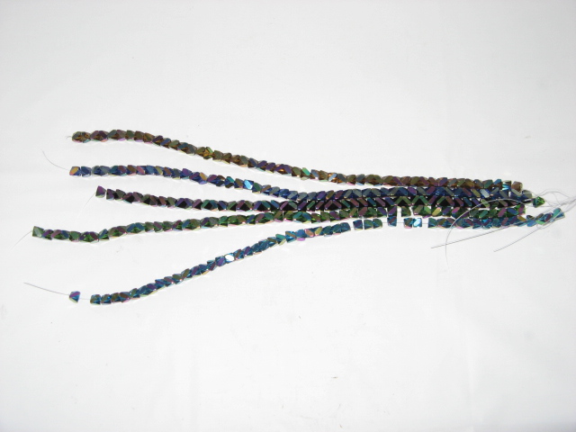 5String X 50Pcs Metallic Colourful Taper glass beads 6mm - Click Image to Close
