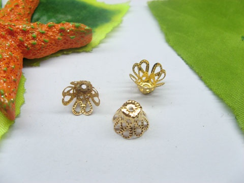 500pcs Golden Plated Basket Filigree Bead Caps 5-9mm - Click Image to Close