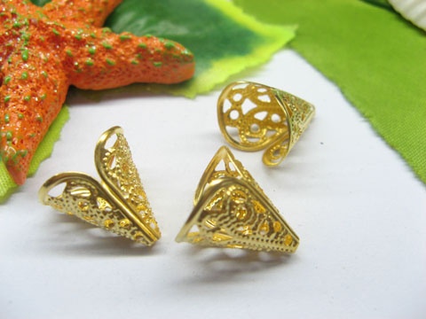100pcs Golden Plated Hat Cone Style Filigree Bead Caps 15mm - Click Image to Close
