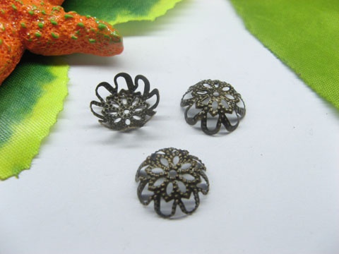 200pcs Antique Bronze Filigree Bead Caps 14mm - Click Image to Close