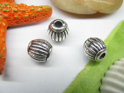 20pcs Metal Stripes Round Beads yw-ac-mb43 - Click Image to Close
