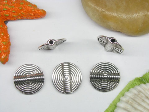 50pcs Metal Imprint Circle Beads yw-ac-mb56 - Click Image to Close