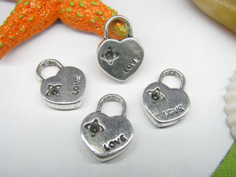 20pcs Metal Heart Lock Charms yw-ac-mc18 - Click Image to Close