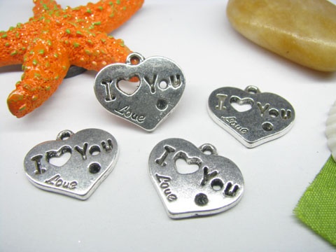 50pcs Metal Heart Charms yw-ac-mc2 - Click Image to Close
