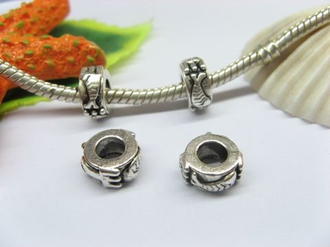 50pcs Tibetan Silver Carved fish circle Beads European Design - Click Image to Close