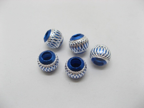 20pcs Blue Silver Carved Lantern Aluminum Beads Fit European Bea - Click Image to Close