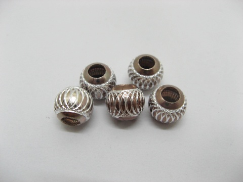 20pcs Coffee Silver Carved Lantern Aluminum Beads Fit European - Click Image to Close