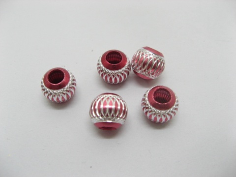 20pcs Hotpink Silver Carved Lantern Aluminum Beads Fit European - Click Image to Close