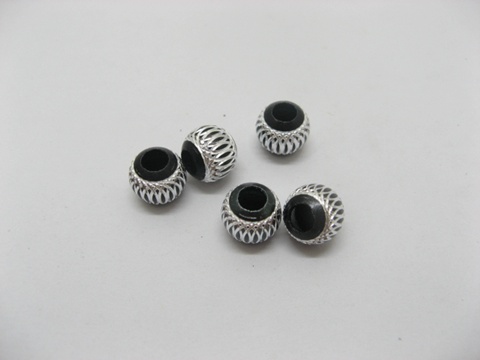 20pcs Black Silver Carved Lantern Aluminum Beads Fit European Be - Click Image to Close