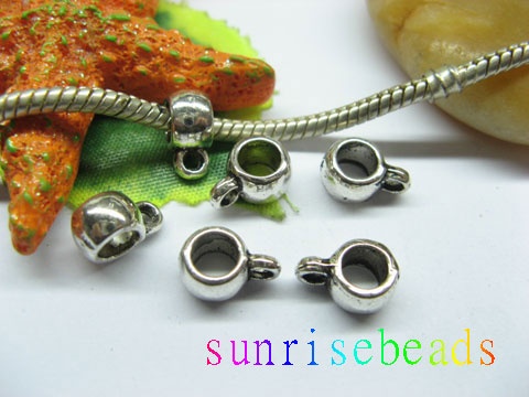 20pcs Tibetan Silver Smooth Bail Beads Fit European Beads - Click Image to Close
