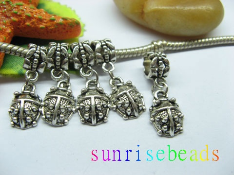 20pcs Tibetan Silver Barrel Bail Beads European Beads with Dangl - Click Image to Close