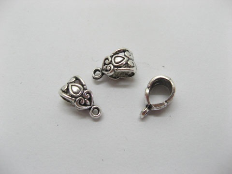50pcs Tibetan Silver Flower Bail Beads Fit European Beads - Click Image to Close