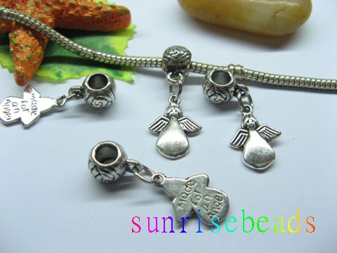 20pcs Tibetan Silver Bail Beads Fit European Beads with Angel - Click Image to Close