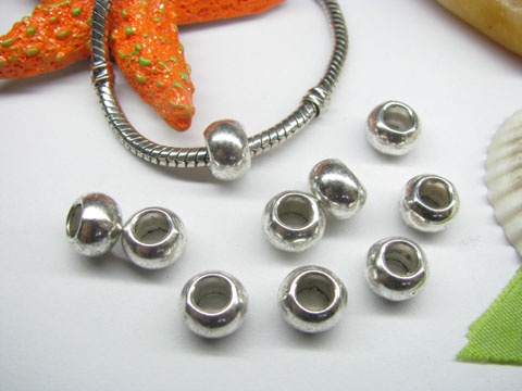 20pcs Tibetan Silver Smooth Circle Beads Fit European Beads - Click Image to Close
