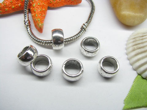 20pcs Tibetan Silver Smooth Circle Beads Fit European Beads - Click Image to Close