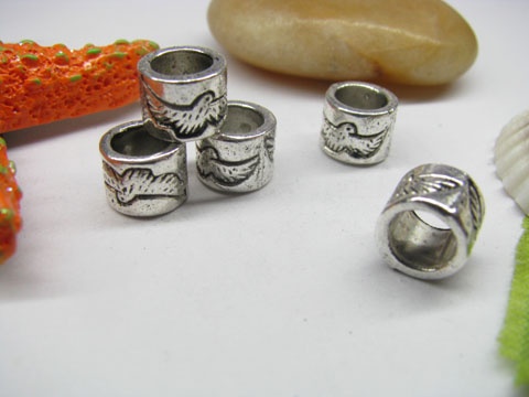 20pcs Tibetan Silver Hawks Barrel Beads Fit European Beads - Click Image to Close