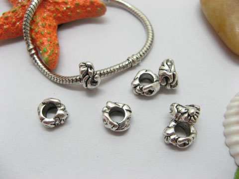 20pcs Tibetan Silver Flower Beads Fit European Beads Yw-pa-mb134 - Click Image to Close