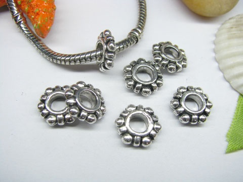 20pcs Tibetan Silver Circle Beads Fit European Bead - Click Image to Close