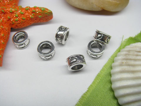 20pcs Tibetan Silver Small Heart Beads European Design - Click Image to Close