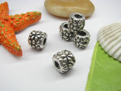 20pcs Tibetan Silver Lovely Flower Beads European Design - Click Image to Close