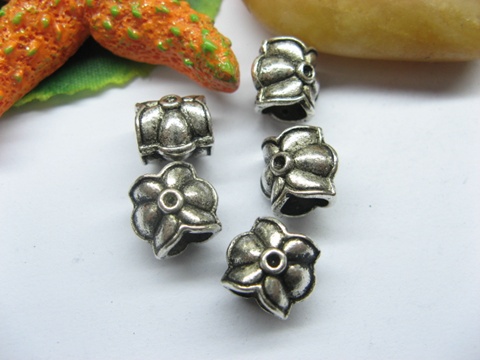 20pcs Tibetan Silver Beautiful Flower Barrel Beads European - Click Image to Close
