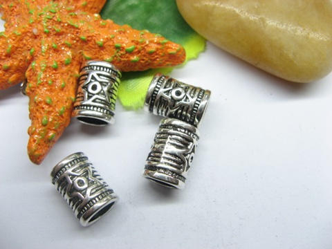 20pcs Tibetan Silver Barrel Beads with Five-pointed Star carved 20pcs Tibetan Silver Barrel Beads with Five-pointed Star carved
