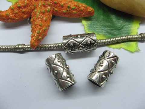 50pcs Tibetan Silver Spider Web Barrel Beads European Design - Click Image to Close