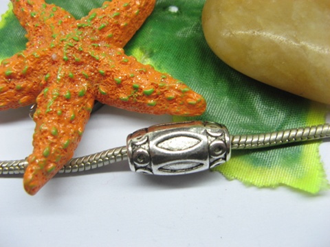 50pcs Beautiful Tibetan Silver Barrel Beads European Design - Click Image to Close