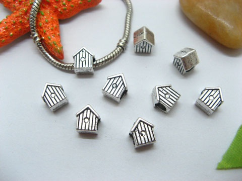 20pcs Tibetan Silver House Shape Beads European Design - Click Image to Close