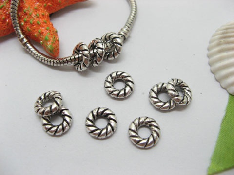 100pcs Tibetan Silver Circle Beads Fit European Beads Yw-pa-mb76 - Click Image to Close