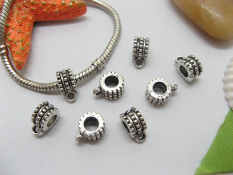 20pcs Tibetan Silver Circle Bail Beads European Design - Click Image to Close