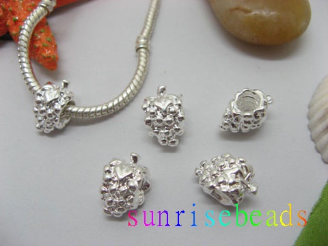 10pcs Silver Plated Screw Grape Beads European Design - Click Image to Close