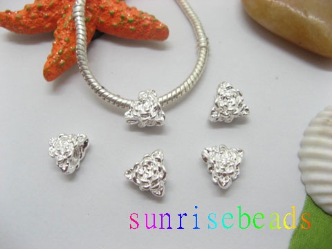 10pcs Silver Plated Screw Rose Beads European Design - Click Image to Close