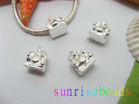 10pcs Silver Plated Screw Buddha Beads European Design - Click Image to Close