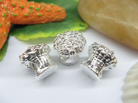 10pcs Silver Plated Screw Mushroom Beads European Design - Click Image to Close