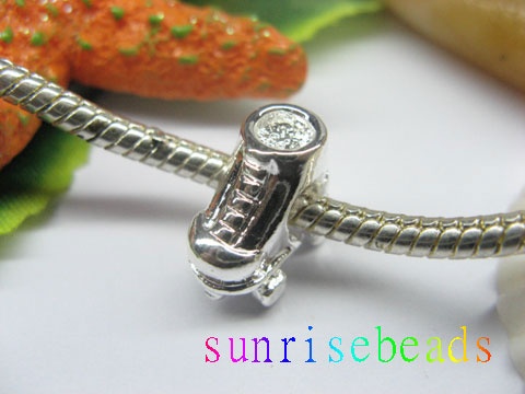 10pcs Silver Plated Screw Skating Shoes Beads European Design - Click Image to Close