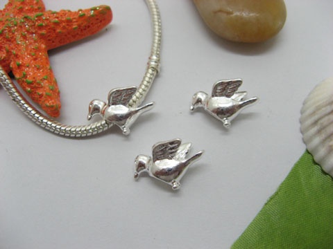 10pcs Silver Plated Screw Peaceful Dove Beads European Design 10pcs Silver Plated Screw Peaceful Dove Beads European Design
