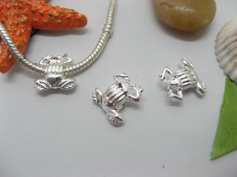 20pcs Silver Plated Screw Frog Beads European Design - Click Image to Close