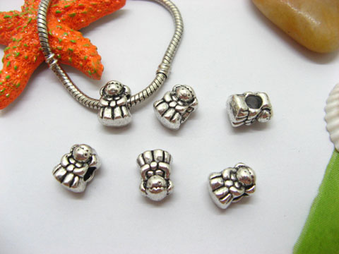 20pcs Tibetan Silver Girl Beads Charm Fit European Beads - Click Image to Close